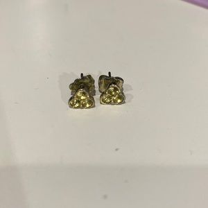Gold green triangle gem earrings